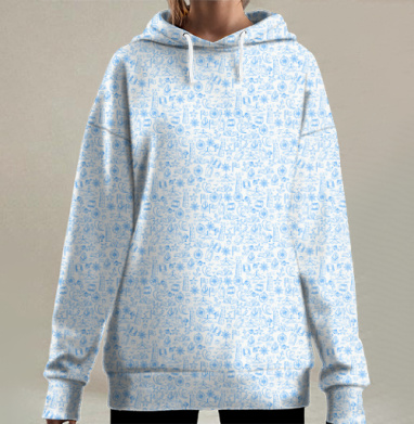 Морские рисуночки, Hoodie Long Oversize 3D