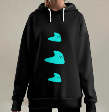 Бирюзовый морской котик милый абстрактный образ, Hoodie Long Oversize 3D