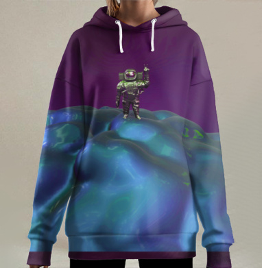 Астронавт на синем мозге исследует тайны разума, Hoodie Long Oversize 3D