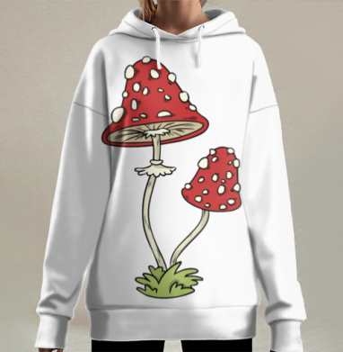 Mushrooms Грибочки, Hoodie Long Oversize 3D