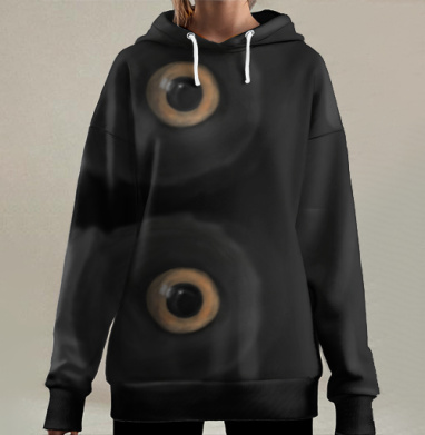 Мистические глаза на тёмном фоне, Hoodie Long Oversize 3D