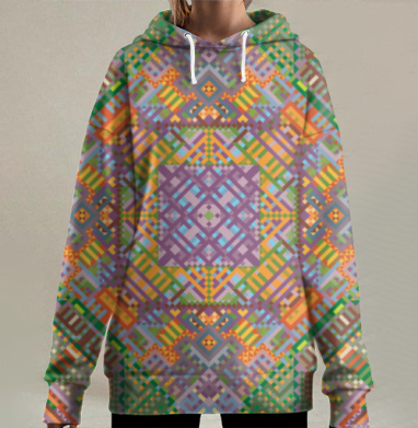 Геометрический Орнамент Симметрия Ритм Последние Слова, Hoodie Long Oversize 3D