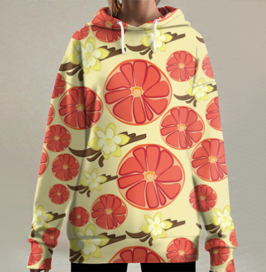 Нежный грейпфрут, Hoodie Long Oversize 3D