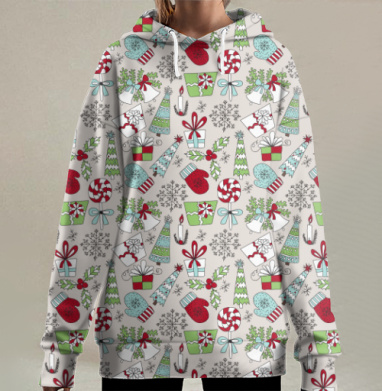 Новогоднее настроение, Hoodie Long Oversize 3D