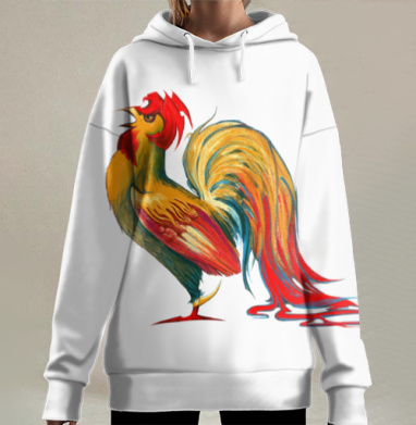 Новогодний петух, Hoodie Long Oversize 3D