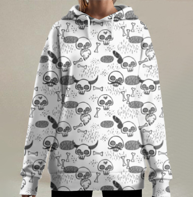Ну очень милые черепушки, Hoodie Long Oversize 3D