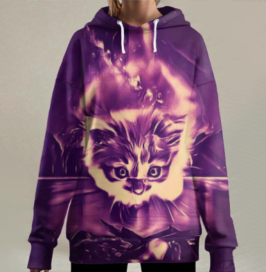 Огненный котёнок, Hoodie Long Oversize 3D