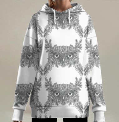 OLD OWL / СТАРАЯ СОВА, Hoodie Long Oversize 3D