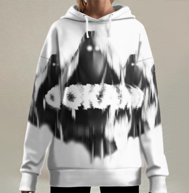Черные силуэты с надписью OOKAMI мистические фигуры дело, Hoodie Long Oversize 3D