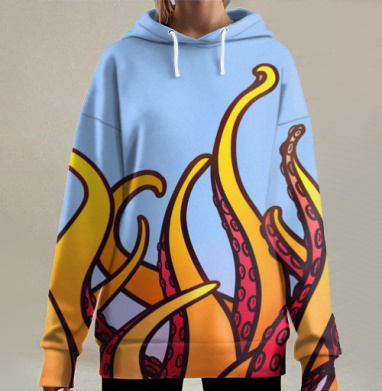 ОСЬМИНОЖЬИ ЩУПАЛЬЦА, Hoodie Long Oversize 3D