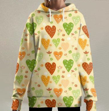 Паттерн из сердечек, Hoodie Long Oversize 3D