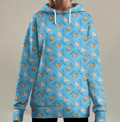 Паттерн с котиками, Hoodie Long Oversize 3D