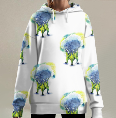 Паттерн с ландышами, Hoodie Long Oversize 3D