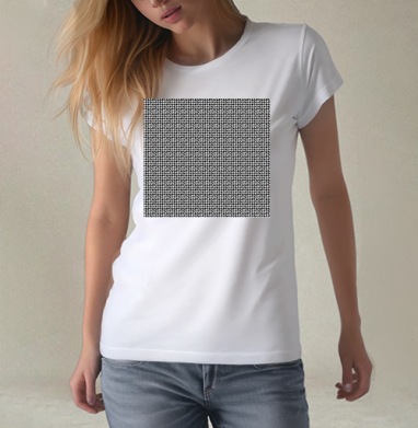 Стильный черный белый узор / Geometric fractal для декора интерьера, Футболка женская белая 180гр