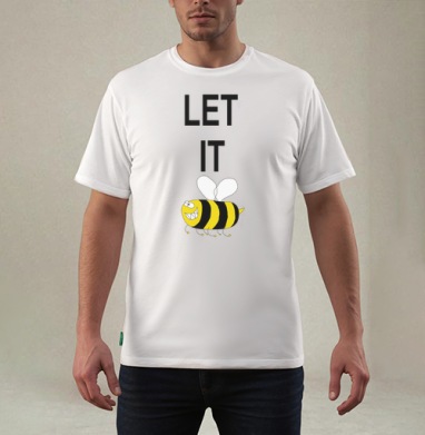 Юмористичный принт LET IT BEE с озорной пчелой, Футболка мужская REGULAR белая