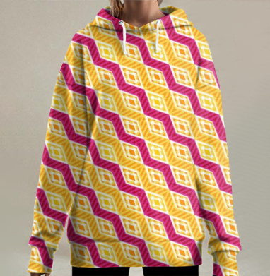 Геометрический узор с эффектом глубины и динамики, Hoodie Long Oversize 3D