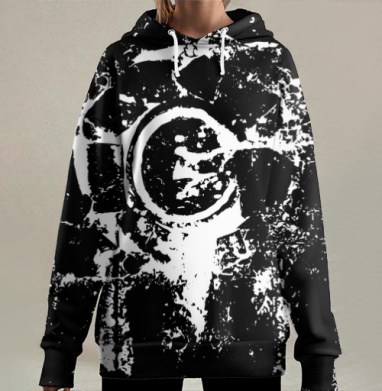 Черно белые абстрактные разрушение тени последние три, Hoodie Long Oversize 3D