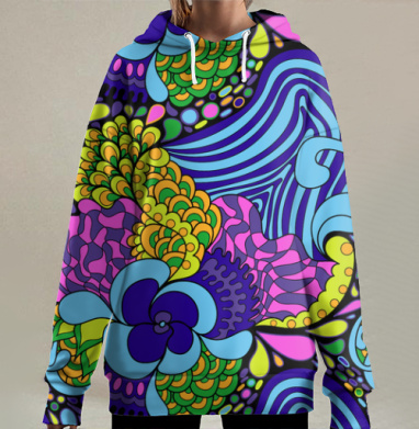 Психоделический узор, Hoodie Long Oversize 3D