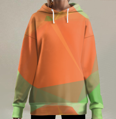 Оранжевый шар зеленые оттенки коричневого цвета, Hoodie Long Oversize 3D