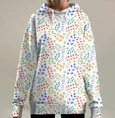 Растительная тексура, Hoodie Long Oversize 3D