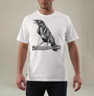 Raven / Ворон, Футболка мужская REGULAR белая