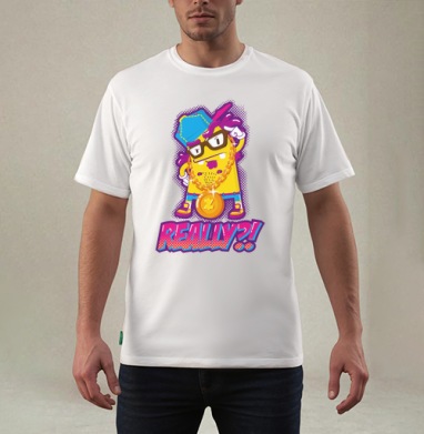 Skeptical Yellow Gangsta Character / Скептичный Жёлтый Гангста Монстр, Футболка мужская REGULAR белая