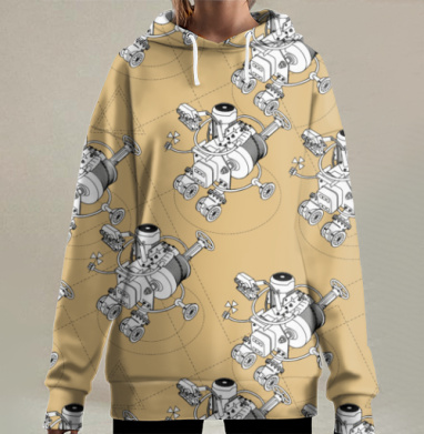 Робот и клевер, Hoodie Long Oversize 3D