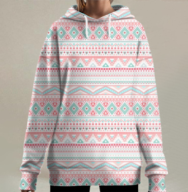 Романтичный узор в розовых тонах, Hoodie Long Oversize 3D