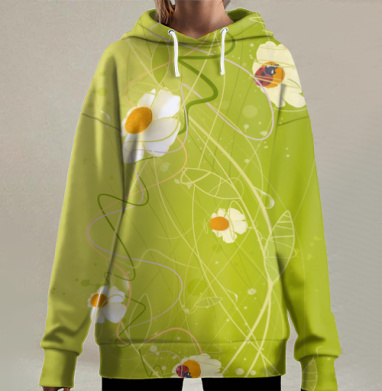 Ромашки коровки, Hoodie Long Oversize 3D