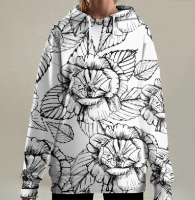 Розы в саду, Hoodie Long Oversize 3D
