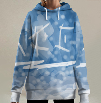 Зимний лес загадочные символы снег философия зимой, Hoodie Long Oversize 3D