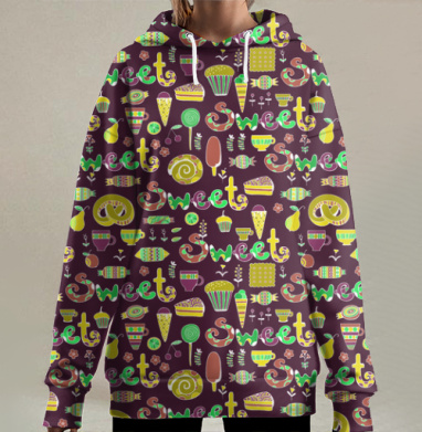 Сладкая текстура, Hoodie Long Oversize 3D
