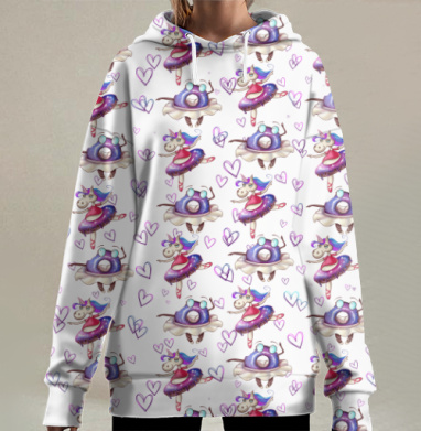 Единороги Телефоны Романтика Вдохновение Пастель, Hoodie Long Oversize 3D