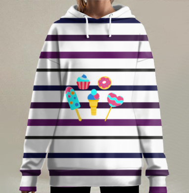 Сладости и полоски, Hoodie Long Oversize 3D