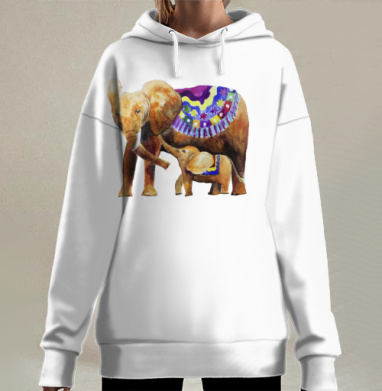 Нежная материнская любовь животных смотреть небо, Hoodie Long Oversize 3D