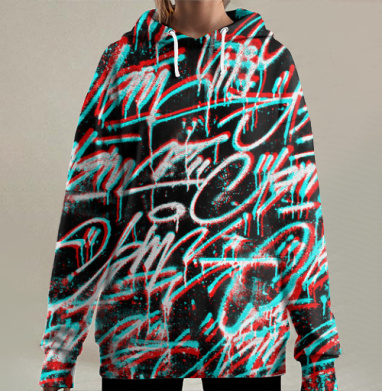 Слова на стене инверсия, Hoodie Long Oversize 3D