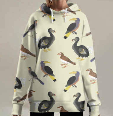 Средневековые птицы, Hoodie Long Oversize 3D