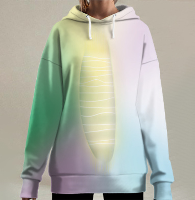 Гармония энергии в абстрактном бутоне, Hoodie Long Oversize 3D