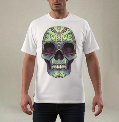 Sugar Skull / Сахарный череп, Футболка мужская REGULAR белая