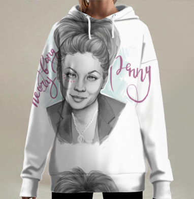 Портрет девушки с надписью Большая длинная теория Дженни Jenny, Hoodie Long Oversize 3D