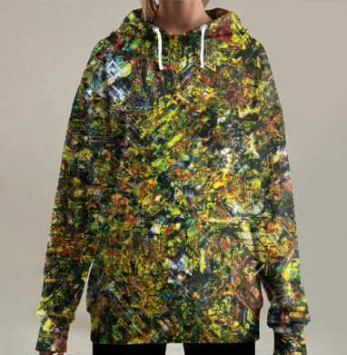 Динамичная городская мозаика с энергией мегаполиса, Hoodie Long Oversize 3D
