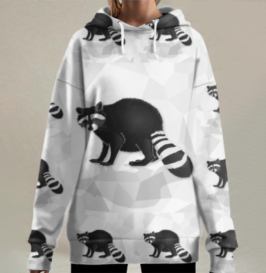 Толстый енот, Hoodie Long Oversize 3D