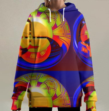 Футуристический город абстрактный геометрический ландшафт, Hoodie Long Oversize 3D