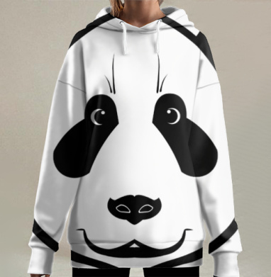 Веселая панда, Hoodie Long Oversize 3D