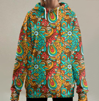 Весенний паттерн, Hoodie Long Oversize 3D