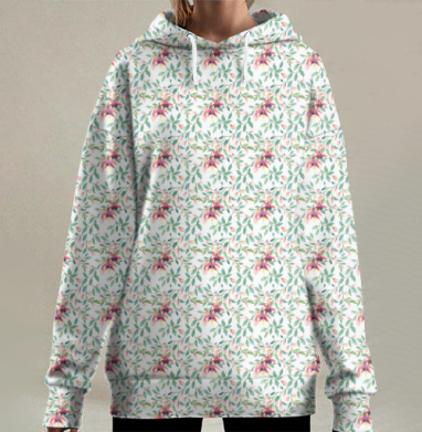 Весенний паттерн, Hoodie Long Oversize 3D
