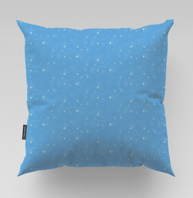 Небесный паттерн с изящными контурами цветов Blue sky patterns, Подушка велюр плюшевая 45х45