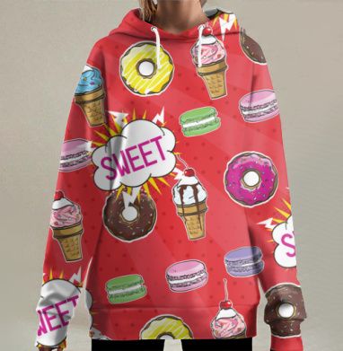 Вкусный поп-арт, Hoodie Long Oversize 3D