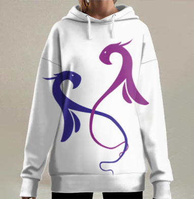 Влюблённые попугаи, Hoodie Long Oversize 3D