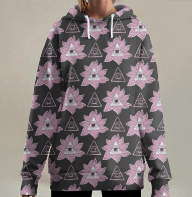 Всевидящее око на тёмно-сером, Hoodie Long Oversize 3D